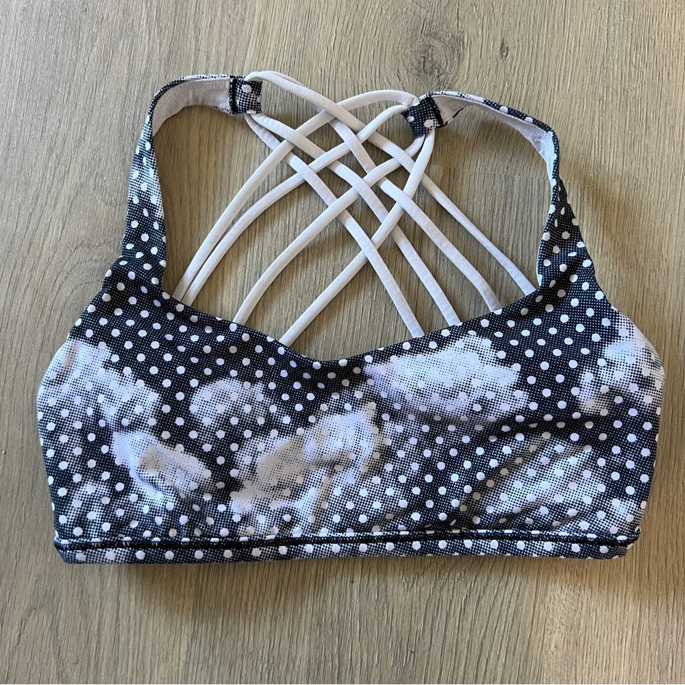 Lululemon Free To Be Strappy Sports Bra Lavender Cloud Polkadot